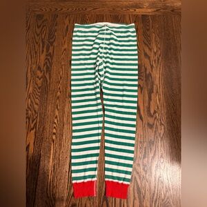 Hanna Andersson Green & White Striped Pajama Bottoms with Red Cuffs XL holiday